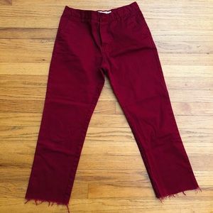 Neo Blue Frayed Red Skateboard Pants/Chinos